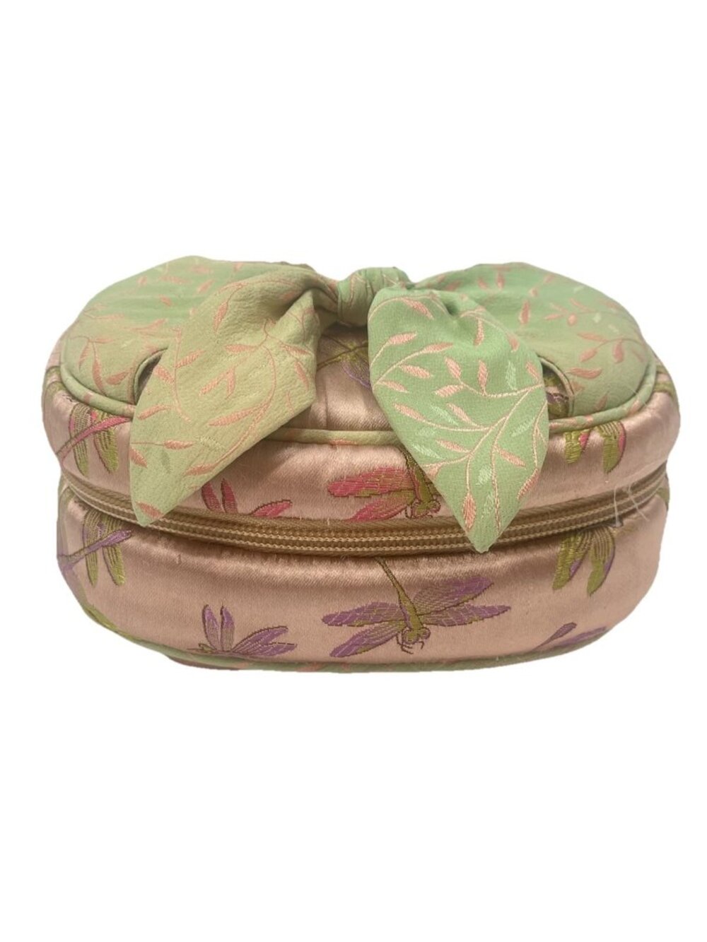 Goody Goody California Quilted Silk Brocade Jewelry Case Pink Dragonfly Travel